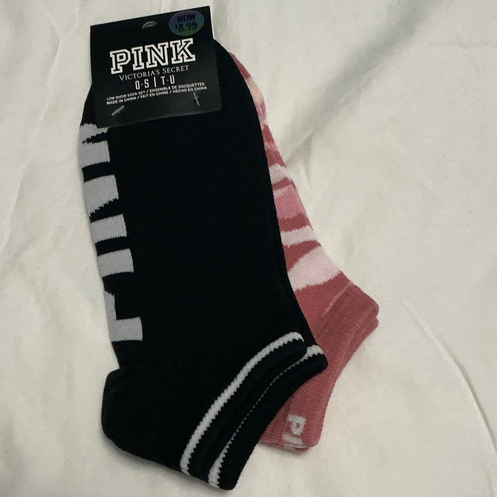 Victoria's Secret PINK Black and Pink Casual Socks